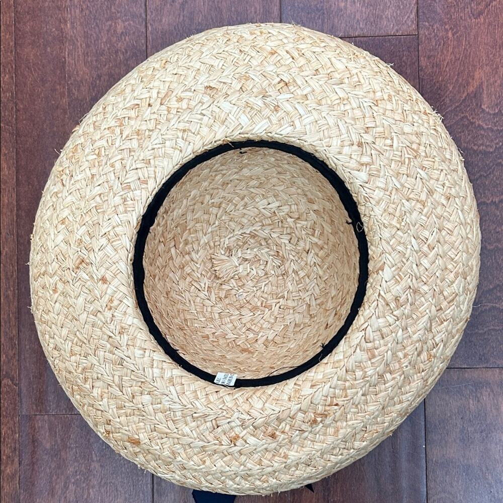 American Hat Company 100% Natural Straw Hat with Navy Ribbon Bow - Picture 14 of 16